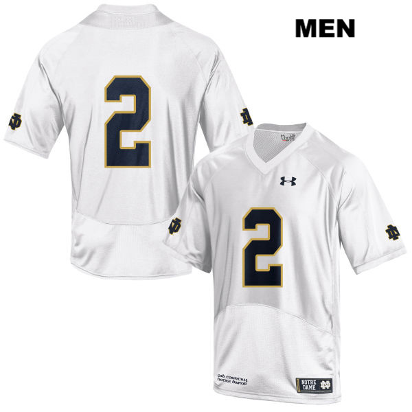 Men's NCAA Notre Dame Fighting Irish #2 Jordan Genmark Heath Stitched College Under Armour Authentic White No Name Football Jersey PL10X12MA